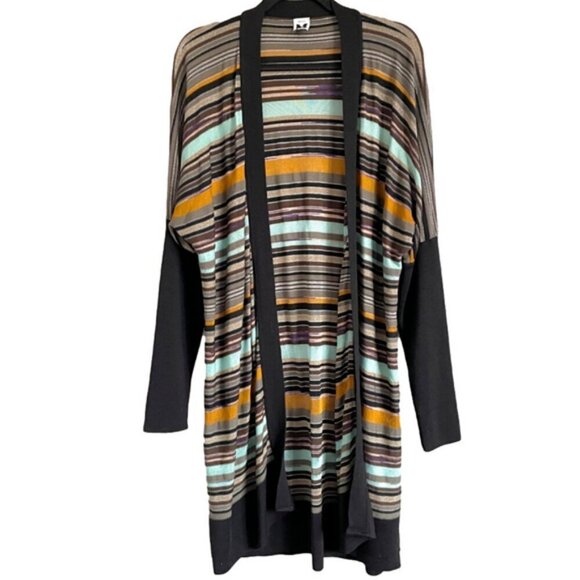Vintage Missoni Colourful Striped Wool Blend Open Duster Cardigan - 14/L-XL 🇮🇹 - Picture 9 of 12
